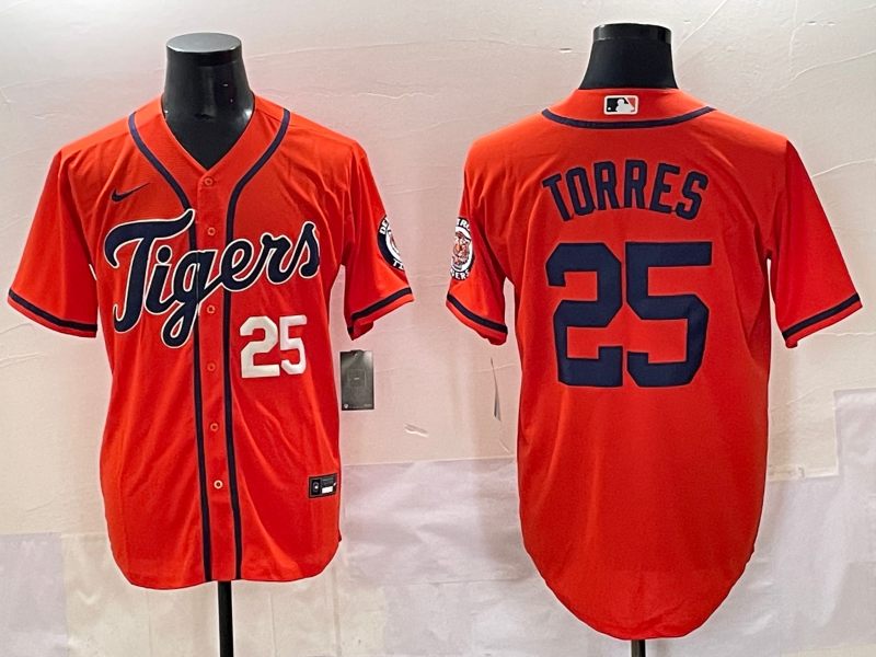 Men 2025 Detroit Tigers #25 Torres orange Nike MLB Jersey style 7->women mlb jersey->Women Jersey